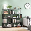 5-Tiers Geometric Wooden Bookcase S-Shaped Storage Bookshelf Display with Metal Frame for Living Room, Bedroom, Home Office, Black