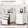 3 Drawer Filing Cabinet, Lockable Office Storage Cabinet on Wheels for Legal, Letter, A4 Files, White