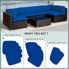 Outdoor 14pc Patio Rattan Sofa Set Cushion Polyester Cover Replacement Set - No Cushion Included Navy Blue