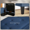 Storage Ottoman Bench, Linen Upholstered Bench with Tufted Design, Dark Blue