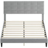 Queen Size Bed Frame with Upholstered Headboard, Modern Platform Bed Frame with Wood Slats, 1100 lbs Capacity, Grey