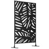 Freestanding Outdoor Privacy Screen, Decorative Metal Outdoor Divider with Stand for Garden, Backyard, Deck, Pool, Black