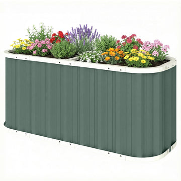 Galvanized Raised Garden Bed, Deep Root Planter Box, Outdoor Garden Bed with Plant Labels, 5' x 2' x 2', Light Green