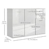 High Gloss Sideboard with 2 Drawers and 3 Doors, Buffet Cabinet with Adjustable Shelf, Coffee Bar Cabinet with Storage, White
