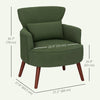 Modern Accent Chair, Upholstered Armchair with Solid Wood Legs and Lumbar Pillow for Living Room, Grey