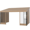 10' x 13' Outdoor Pergola, Wall Mounted Hardtop Lean-to Gazebo with 2 Curtains and 2 Nettings, UV Resistant, for Patio, Deck, Khaki