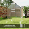 6' x 12' x 6.5' Walk-in Greenhouse, Polycarbonate Greenhouse with Adjustable Roof Vent, Base, Sliding Door, Silver