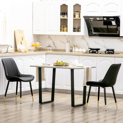 Dining Chairs Set of 2, Modern Kitchen Chair with PU Leather Upholstery and Steel Legs for Living Room, Bedroom