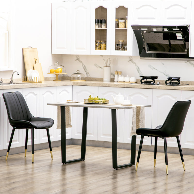 Dining Chairs Set of 2, Modern Kitchen Chair with PU Leather Upholstery and Steel Legs for Living Room, Bedroom