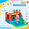 Kids Inflatable 6 in 1 Bouncy Castle House Trampoline Slide Water Pool Gun Climbing Wall Basket with Inflator for Kids Age 3-12 Summer 11.5' x 8.8' x 7' Multi-color