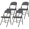 4 Pack Folding Chairs with Padded Seats, Velvet Portable Party Chairs with Steel Frame, Dark Grey