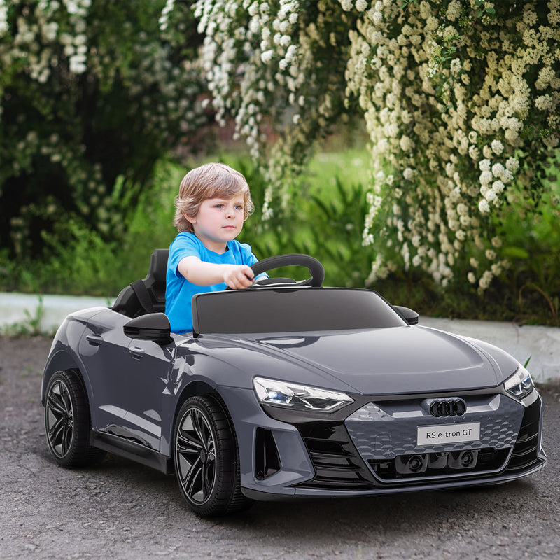 Ride-On Toy On Car with Remote Control, 12V 3.1 MPH Electric Ride for Kids w/ Suspension System, Horn Honking, Grey