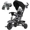 Qaba 6 in 1 Toddler Tricycle for 1-5 Years Old with Push Handle, Removable Canopy, Rotatable Seat, Black