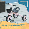 Qaba Tricycle for Toddler 2-5 Year Old Girls and Boys, Toddler Bike with Adjustable Seat, Basket, Bell, Pink