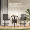 3 Pieces Patio Bar Set, Rattan Bistro Table and Chairs, Outdoor Conversation Furniture Set with Ice Bucket, Dark Brown