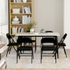 Set of 6 Metal Foldable Chairs, Linen Padded Folding Chairs with Cushion Seat and Open Back for Indoor, Black