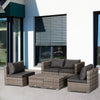 8 Pieces Patio Furniture Set, Outdoor Wicker Rattan Sofa Set Yard Conversation Seat Tea Table and Footstool Garden Patio Furniture w/ 2 Set Cushion Cover Grey & Orange