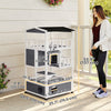 4-Floor Wood Outdoor Cat House Catio for Cats with Condo, Fun Entrances, Perch
