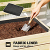 Wooden Raised Garden Bed with Trellis, Outdoor Elevated Planter Box with Drainage Hole and Bed Liner