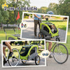 Elite II Dog Bike Trailer 2-In-1 Pet Stroller Cart Bicycle Wagon Cargo Carrier Attachment for Travel with Suspension and Storage Pockets, Green