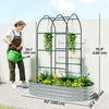 Galvanised Raised Garden Bed with Arched Trellis, 5 x 3 x 6ft Metal Outdoor Planter Box with Open Bottom, Silver