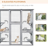 Large Outdoor Catio Enclosure, Weatherproof Cat House with Asphalt Roof,  Wooden Cat Patio Cage with 6 Balanced Platforms, 71