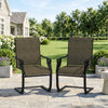 C Spring Motion Patio Chairs Set of 2 with Curved High Backrest, Armrest, All Weather Breathable Fabric, Metal Frame, Brown