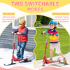 Qaba Snow Scooter, 2 in 1 Design Adjustable Height Scooter Snow Sled for Kids Aged Over 7 Years Old, Foldable Kids Sled Ski Scooter with Wheels Blades, Red