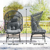 Wicker Egg Chair, 330 lbs Outdoor Rattan Lounge Chair with Thick Cushion, Headrest, Steel Frame, Dark Grey