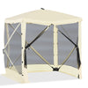 Pop-Up Tent, Foldable Screen Tent with Carry Bag, Zippered Door and Ground Stakes, Fits 3-4 People, Beige