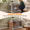 100 cm Dog Crate Furniture with Sliding Barn Door for Large Breeds, White