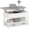 Modern Coffee Table, Lift Top Center Table with Fabric Drawers and Hidden Storage for Living Room, Cement Grey