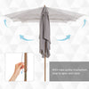 7' x 10' Wooden Patio Umbrella, Rectangle Garden Parasol, Outdoor Sunshade Canopy with Bamboo Ribs for Garden, Grey