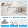 Tub Transfer Bench with Arm and Back, Shower Chair with Slip-Resistant Feet, for Elderly and Disabled, White
