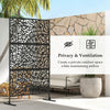 6.5FT Decorative Outdoor Divider, Metal Privacy Screen with Stand, Twisted Line Style, Black