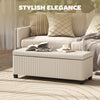 44 Inches Ottoman with Storage, Lid, Legs, Corduroy End of Bed Bench for Living Room, Bedroom, Entryway, Beige