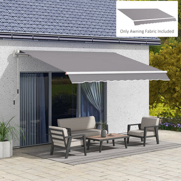 11' x 10' Outdoor Sunshade Canopy Awning Cover, Retractable Awning Fabric Replacement, UV Protection, Light Grey