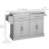 Stainless Steel Kitchen Island with Storage and Stainless Steel Top, Kitchen Trolley with Drawers, Cabinets, Towel Rack