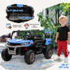 12V Ride on Car with Electric Bucket, Two-Seater, Shovel, Remote Control, Spring Suspension, Horn, Music, Blue
