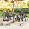 Outdoor Dining Sets for 8 with Stackable Chairs, Patio Dining Set with Glass Top Table for Garden, Patio, Backyard