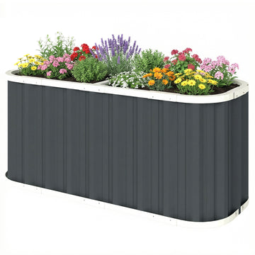 Galvanized Raised Garden Bed, Deep Rot Planter Box, Outdoor Garden Bed with Plant Labels, 5' x 2' x 2', Dark Grey