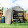 7.9' x 6.6' Garden Storage Tent, Patio Storage Shelter w/ Metal Frame and Double Zipper Doors, Light Grey