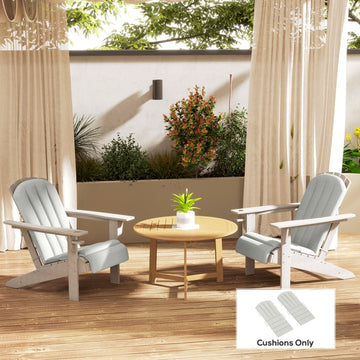 Set of 2 Patio Chair Cushions, High Back Adirondack Chair Cushion with Ties, High-Density Foam, Light Grey