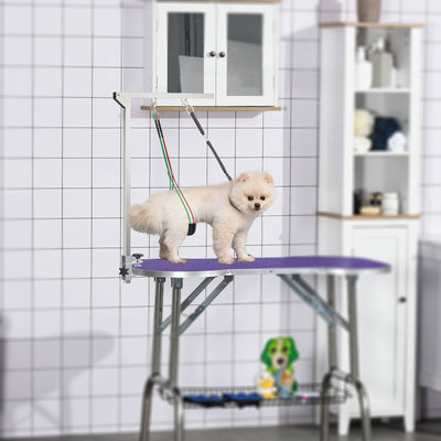 Adjustable Pet Grooming Arm, with Clamp, Haunch Holders & Grooming Loop - Sliver