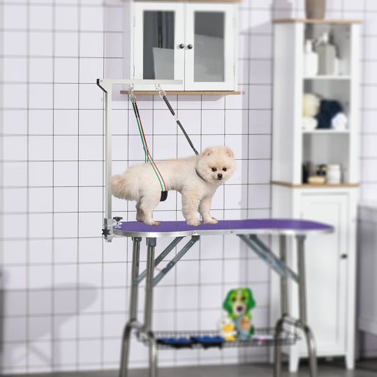 Adjustable Pet Grooming Arm, with Clamp, Haunch Holders & Grooming Loop - Sliver