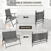 Outdoor 4 Pieces Patio Furniture Set, Garden Set with Two Foldable Armchairs, a Loveseat & Glass Top Table