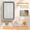 Stainless Steel Litter Box, XL Sifting Cat Litter Box for Medium and Large Cat, Non-Sticky, Odour Free, Easy Clean