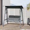 2-Seat Outdoor Porch Swing Patio Swing with Adjustable Canopy, Removable Seat and and Steel Frame for Garden, Poolside