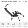 2 Piece Foldable Lounge Chair with Canopy Shade, Outdoor Zero Gravity Chair w/ Side Tray & Cup Holder, Reclining Lounger w/ Breathable Mesh Fabric Seat, Pillow, Black