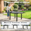 Aluminum Expandable Outdoor Dining Table with Tempered Glass Tabletop and Aluminum Frame, for Garden, Backyard, Black